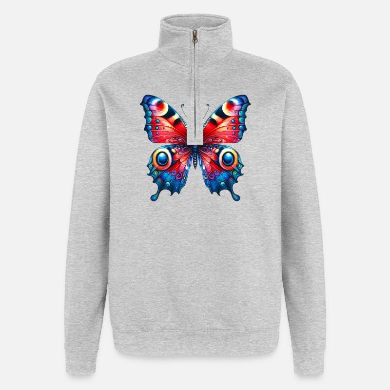 Papillon - Sweat à zip 1/4 - gris chiné