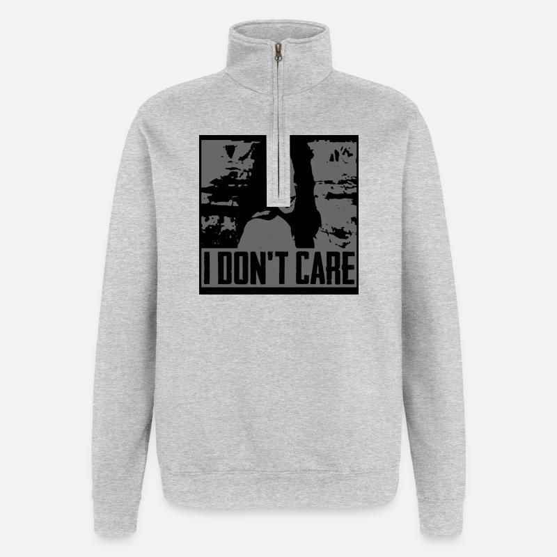 Ausdrucksstarkes Statement T-Shirt - Quarter-Zip-Sweatshirt - Grau meliert