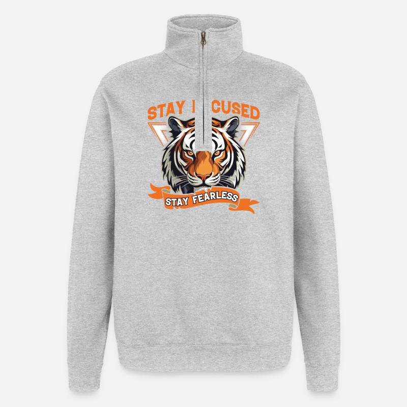 Restez concentré, restez sans peur - Sweat à zip 1/4 - gris chiné