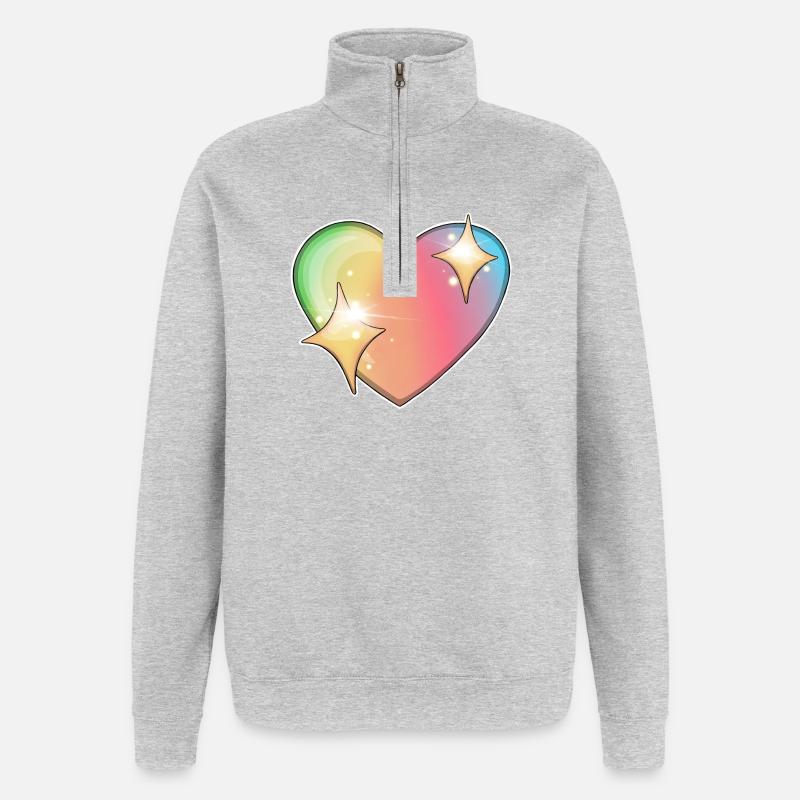 Rainbow Heart with Star Sparkles - Quarter-Zip Sweatshirt - heather grey