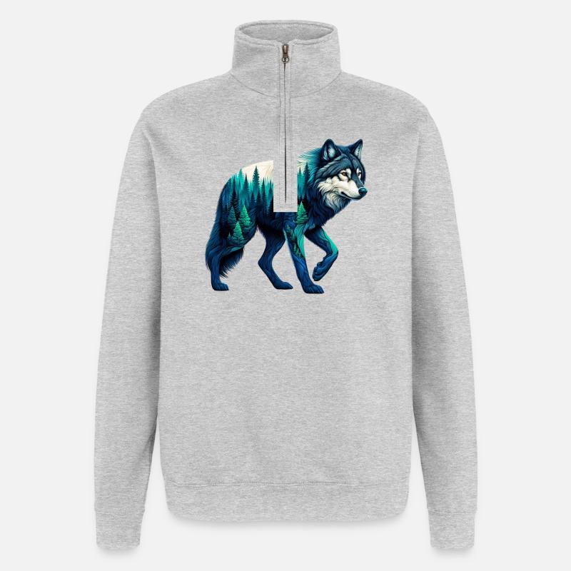 Loup - Sweat à zip 1/4 - gris chiné
