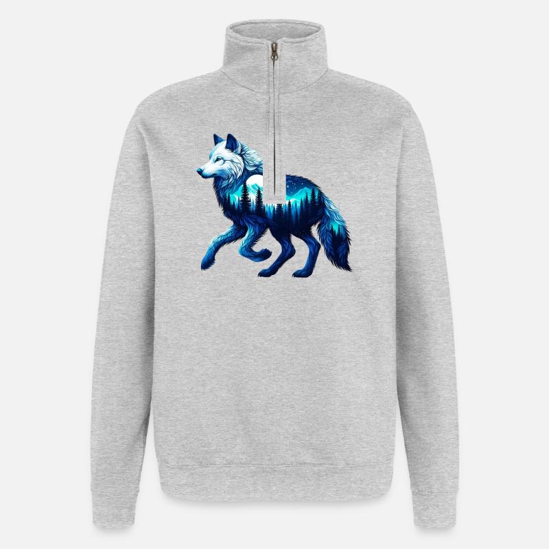 Wolf - Quarter-Zip-Sweatshirt - Grau meliert