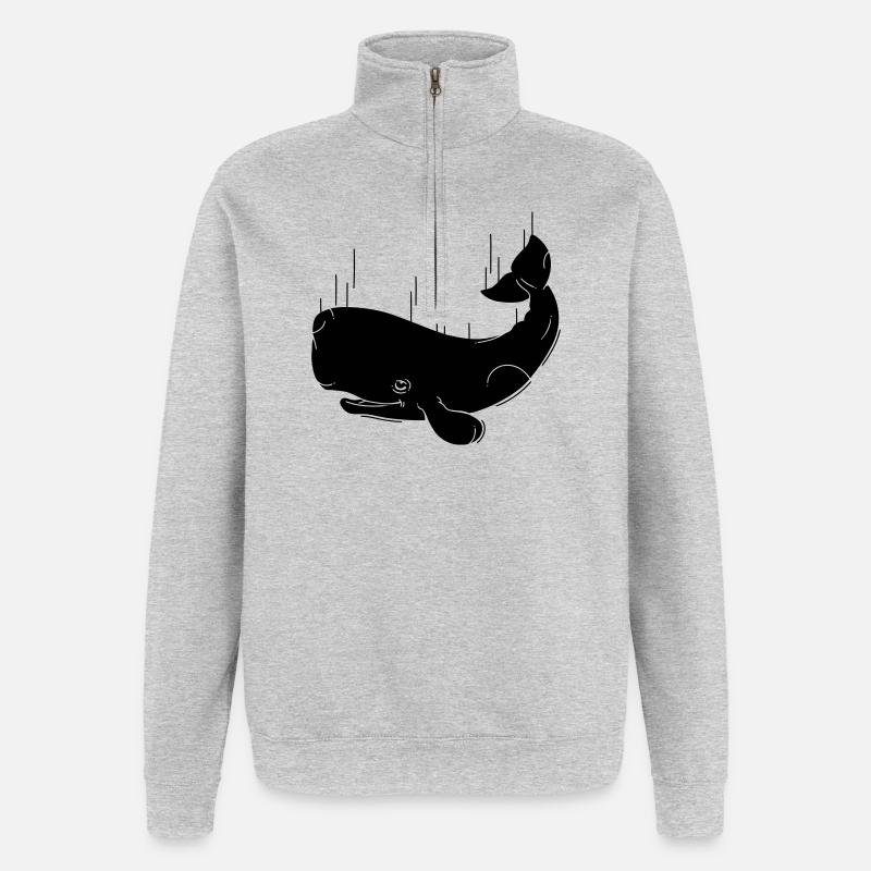Fallender Wal - Quarter-Zip-Sweatshirt - Grau meliert
