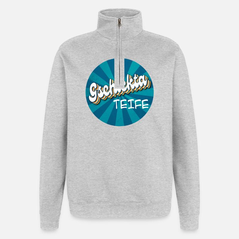 gschicka Teife - skillful devil, talented - Quarter-Zip Sweatshirt - heather grey