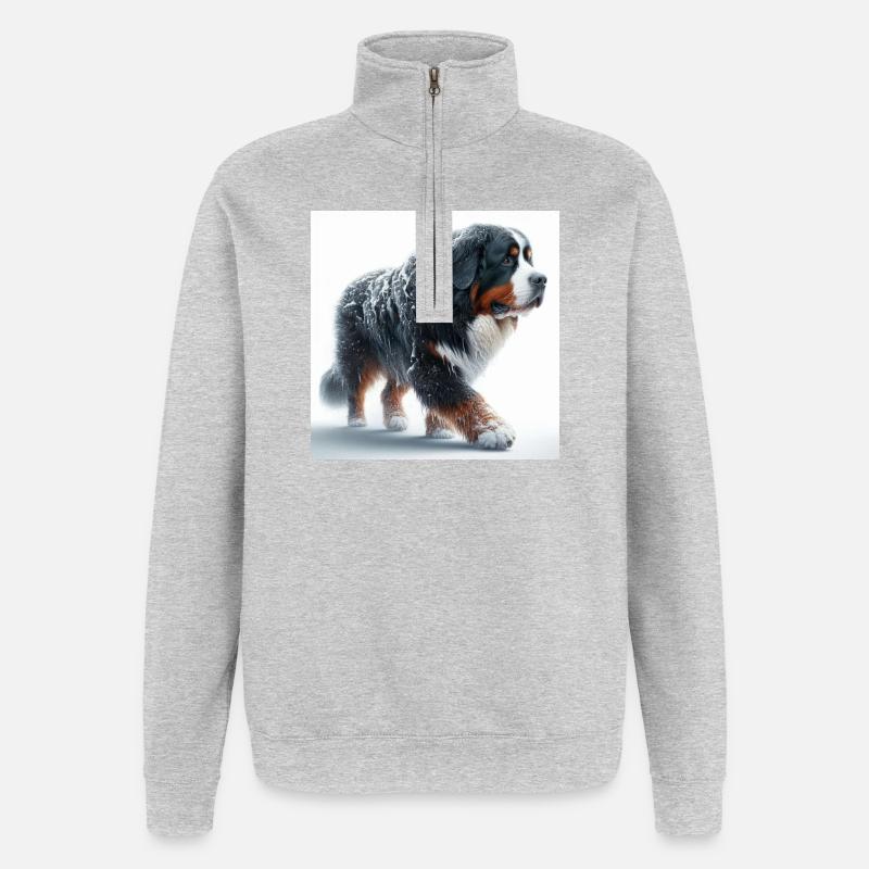 Berner Sennenhund - Quarter-Zip-Sweatshirt - Grau meliert