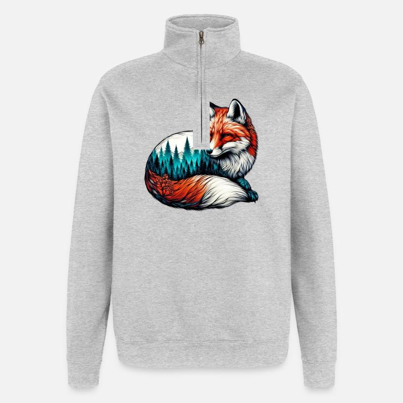 Fuchs - Quarter-Zip-Sweatshirt - Grau meliert