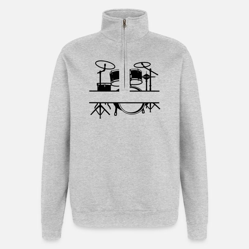 Drum Kit Nom Bannière Logo - Sweat à zip 1/4 - gris chiné