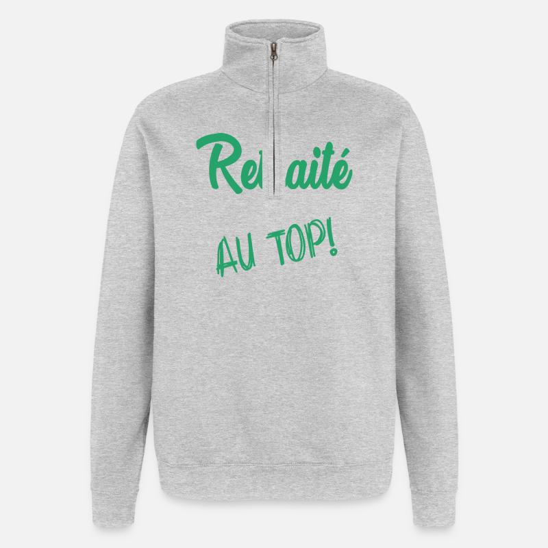 RETRAITE. RETRAITE. RETRAITEE - Sweat à zip 1/4 - gris chiné