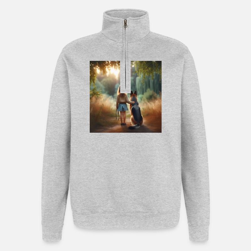 Deutscher Schäferhund Kunst - Quarter-Zip-Sweatshirt - Grau meliert