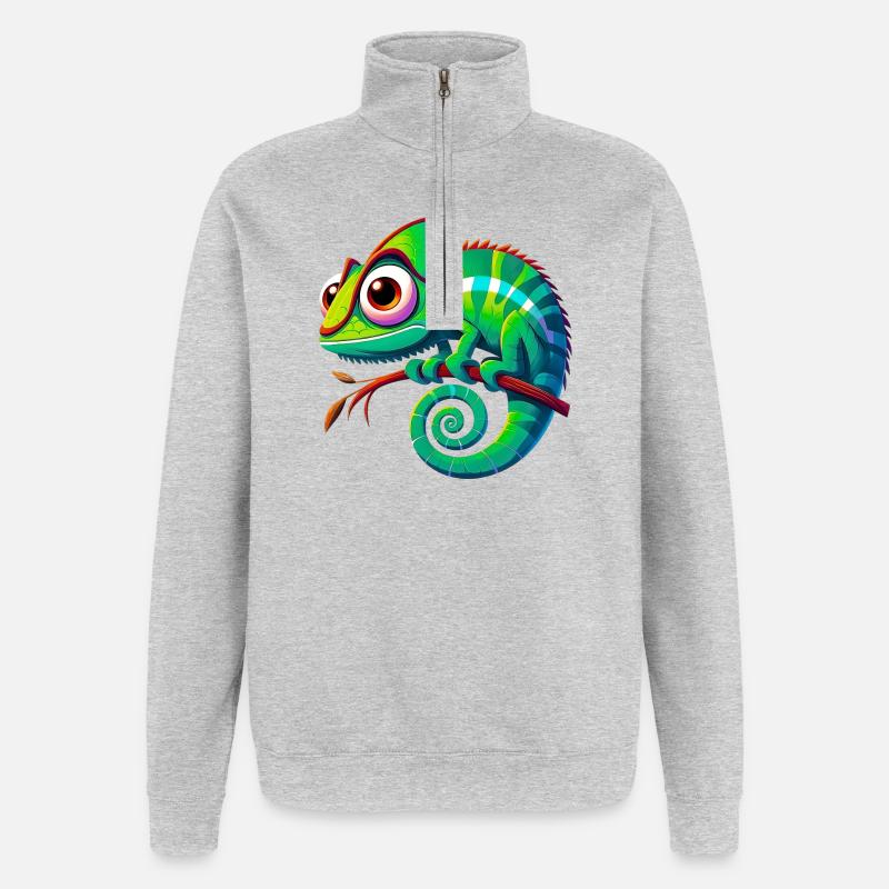 Caméléon - Sweat à zip 1/4 - gris chiné