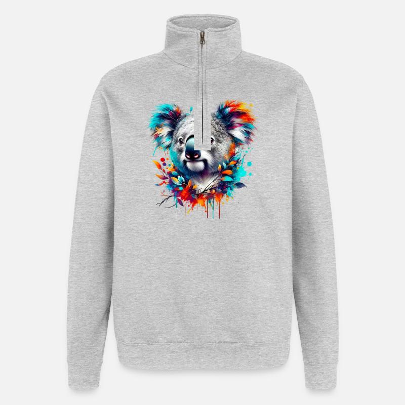 Koala - Sweat à zip 1/4 - gris chiné