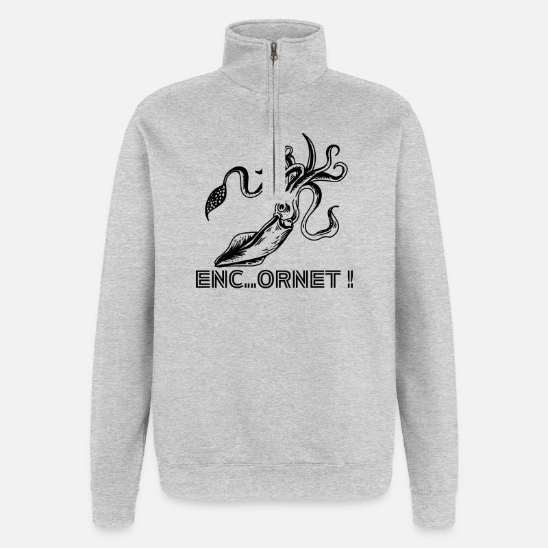 ENC....ORNET ! - Sweat à zip 1/4 - gris chiné