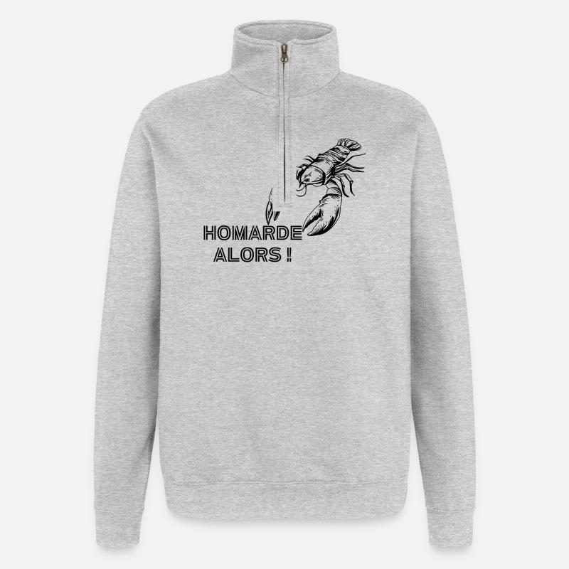 Homarde alors ! - Sweat à zip 1/4 - gris chiné