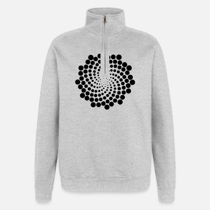 Spirale de point de tourbillon - Sweat à zip 1/4 - gris chiné