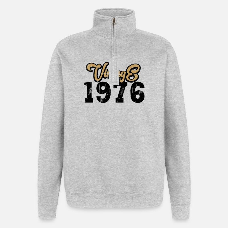 Millésime 1976 - Sweat à zip 1/4 - gris chiné