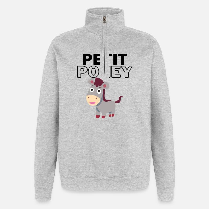 Kleines Pony - Quarter-Zip-Sweatshirt - Grau meliert