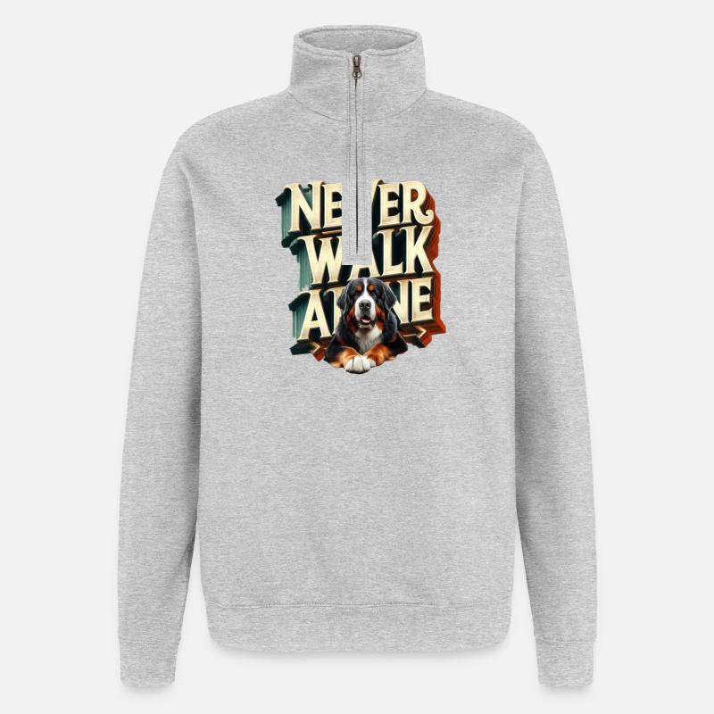 Bouvier bernois - Sweat à zip 1/4 - gris chiné