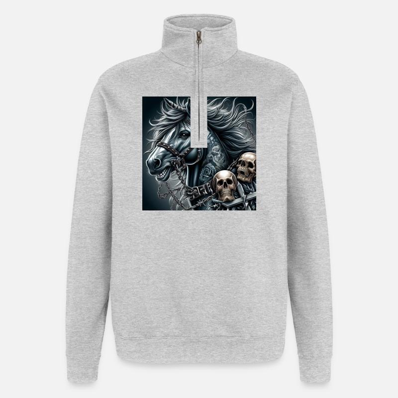 Cheval lourd - Sweat à zip 1/4 - gris chiné