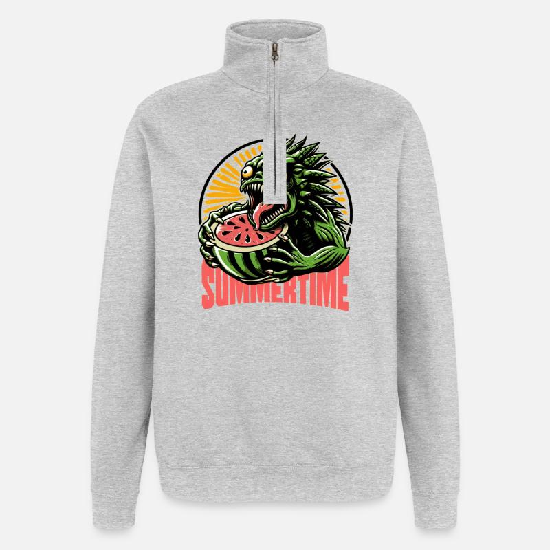 Summertime Summer Vibes Plage Melon Monstre - Sweat à zip 1/4 - gris chiné
