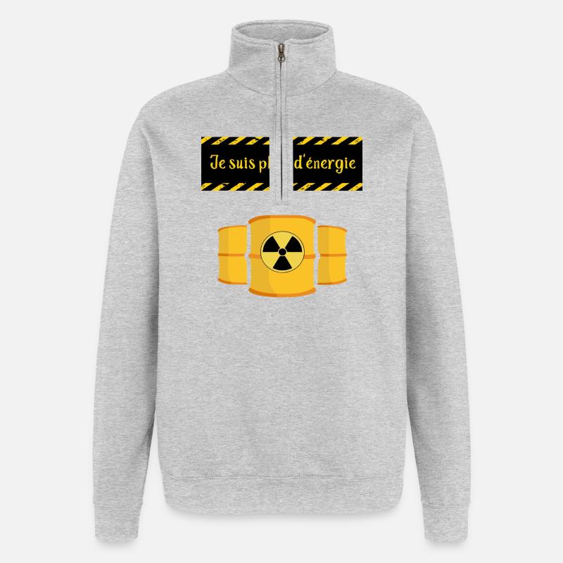 Ich bin voller Energie - Quarter-Zip-Sweatshirt - Grau meliert