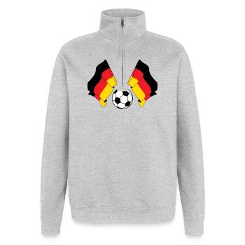 Drapeaux croisés football Allemagne - Sweat à zip 1/4 - gris chiné - Devant - AI Model Female 172 light (172cm) & AI Model Male 178 dark (178cm)