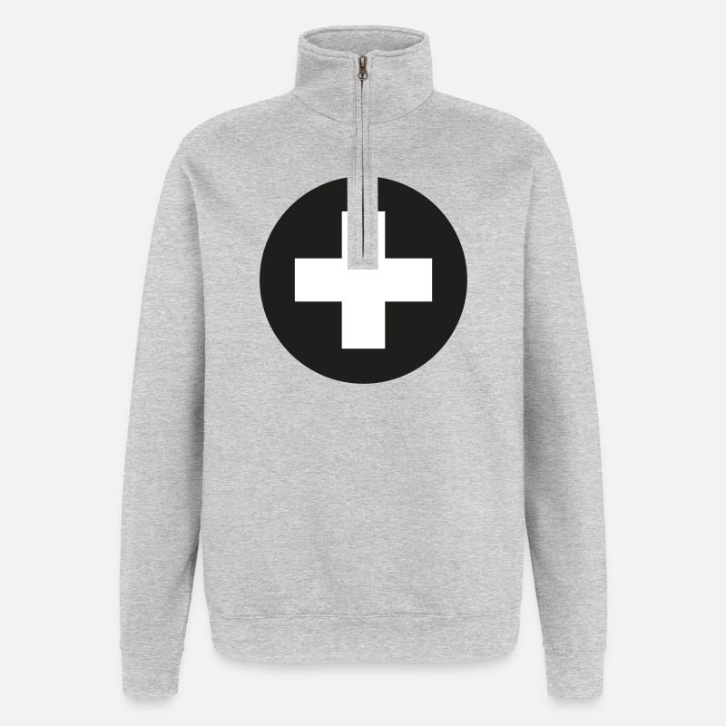 Icône Plus - Sweat à zip 1/4 - gris chiné