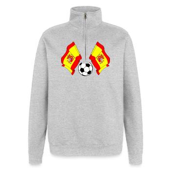 Drapeaux croisés football Espagne - Sweat à zip 1/4 - gris chiné - Devant - AI Model Female 172 light (172cm) & AI Model Male 178 dark (178cm)