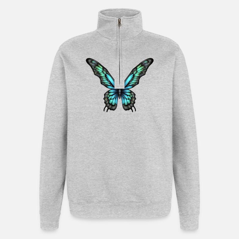 Elfe papillon lumineux - Sweat à zip 1/4 - gris chiné