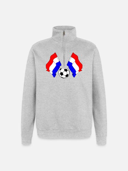 Two Dutch flags with a soccer ball - Quarter-Zip Sweatshirt - heather grey