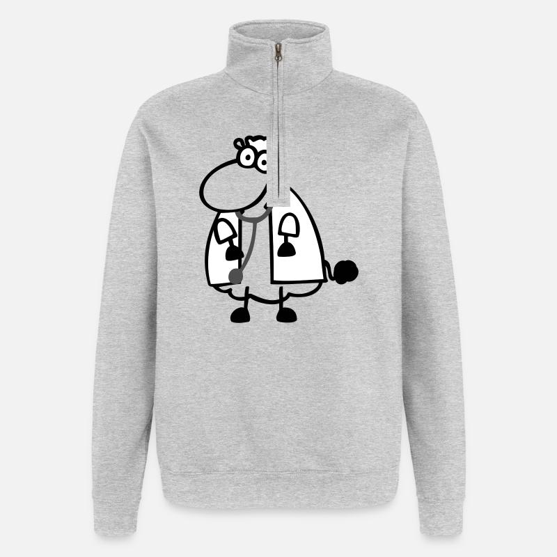 Arztschaf - Quarter-Zip-Sweatshirt - Grau meliert