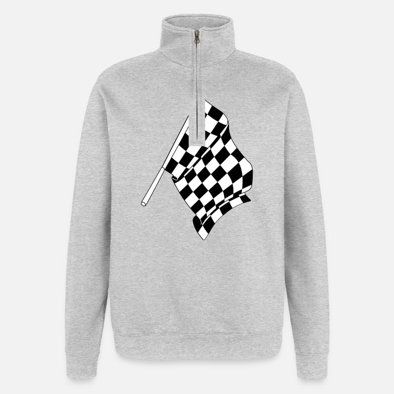 Drapeau de la course automobile - Sweat à zip 1/4 - gris chiné