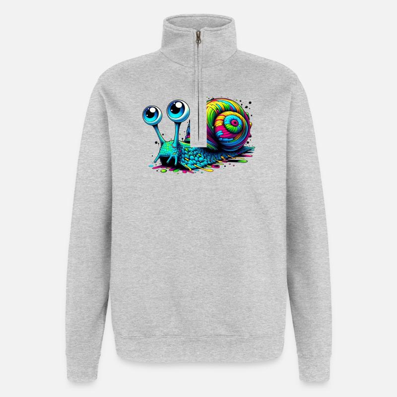 Escargot - Sweat à zip 1/4 - gris chiné