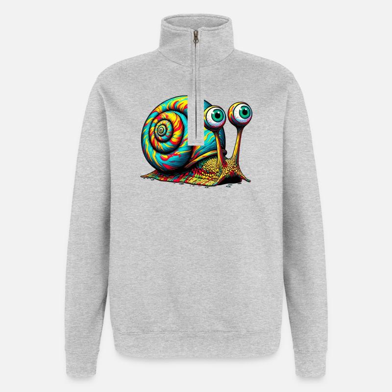 Escargot - Sweat à zip 1/4 - gris chiné