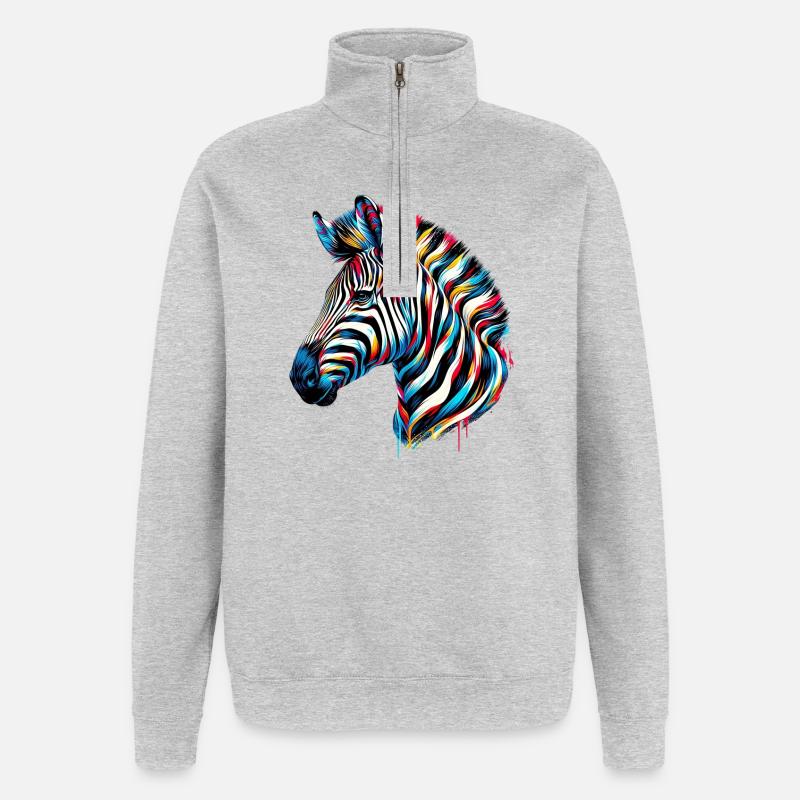Zebra - Quarter-Zip Sweatshirt - heather grey