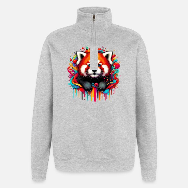 Red panda - Quarter-Zip Sweatshirt - heather grey