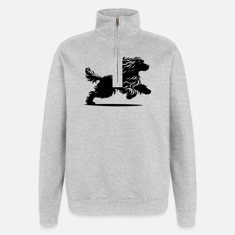 Cocker Spaniel - Sweat à zip 1/4 - gris chiné