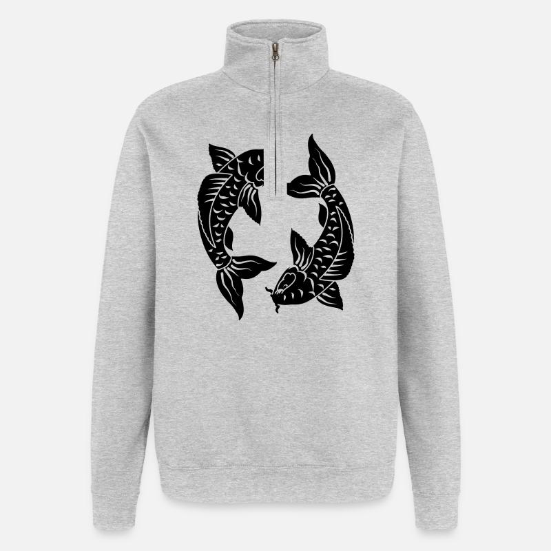 Sternzeichen Bild Fische - Quarter-Zip-Sweatshirt - Grau meliert