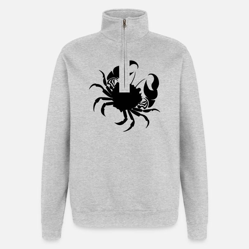 Signe du zodiaque signe image Cancer - Sweat à zip 1/4 - gris chiné