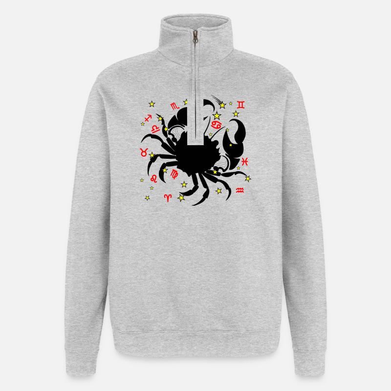 Sternzeichen Stern Logo Krebs - Quarter-Zip-Sweatshirt - Grau meliert