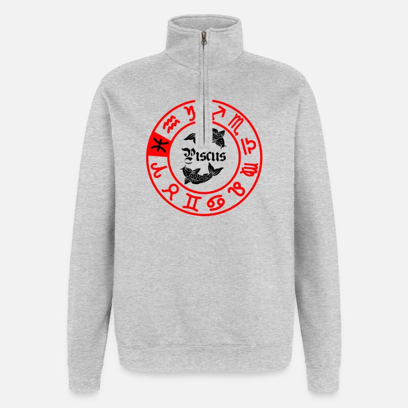 Zwölf Sternzeichen Piscus Piscus - Quarter-Zip-Sweatshirt - Grau meliert
