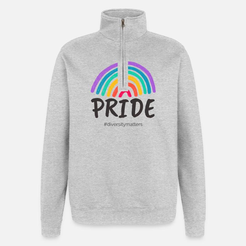Pride black - #diversitymatters - Quarter-Zip Sweatshirt - heather grey