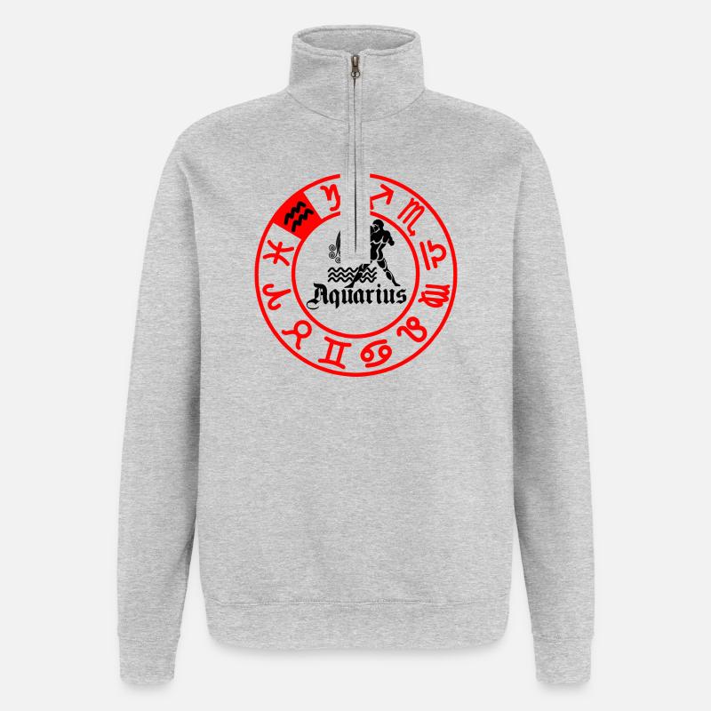 Zwölf Sternzeichen Wassermann Wassermann - Quarter-Zip-Sweatshirt - Grau meliert