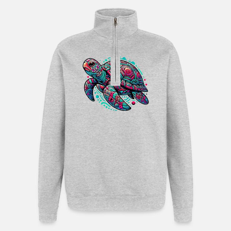 Schildkröte - Quarter-Zip-Sweatshirt - Grau meliert