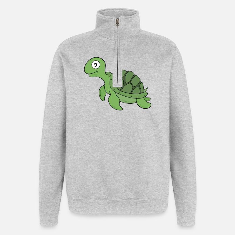 Une tortue amicale - Sweat à zip 1/4 - gris chiné