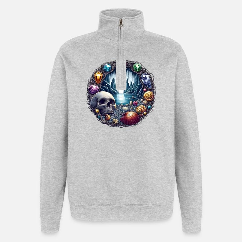 Schatzinsel - Quarter-Zip-Sweatshirt - Grau meliert