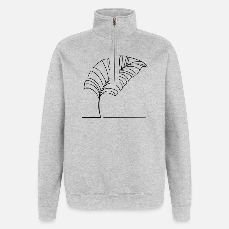 Blatt - Quarter-Zip-Sweatshirt - Grau meliert