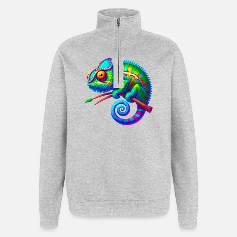 Caméléon - Sweat à zip 1/4 - gris chiné