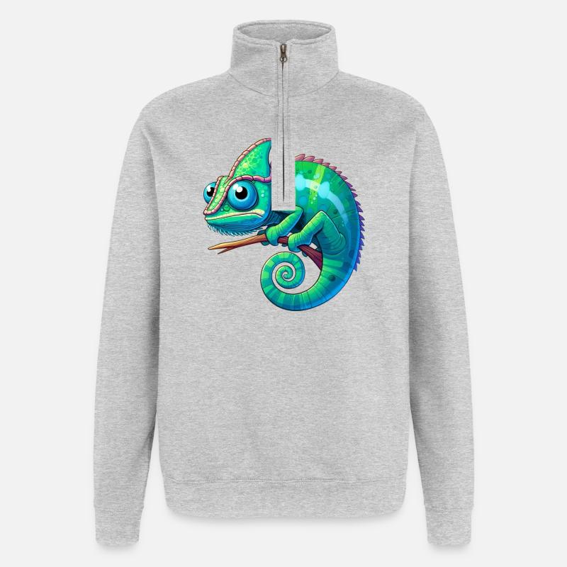 Caméléon - Sweat à zip 1/4 - gris chiné