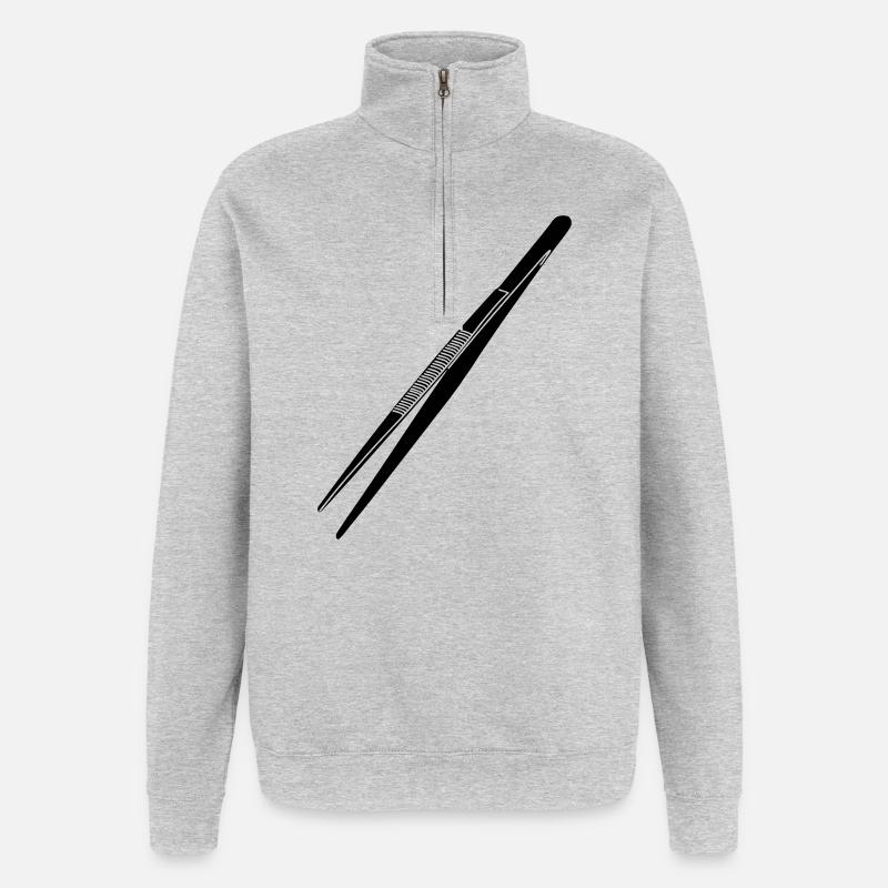 Brucelles - Sweat à zip 1/4 - gris chiné