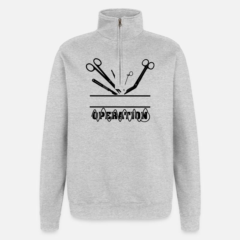 Operation Name Banner Naht - Quarter-Zip-Sweatshirt - Grau meliert